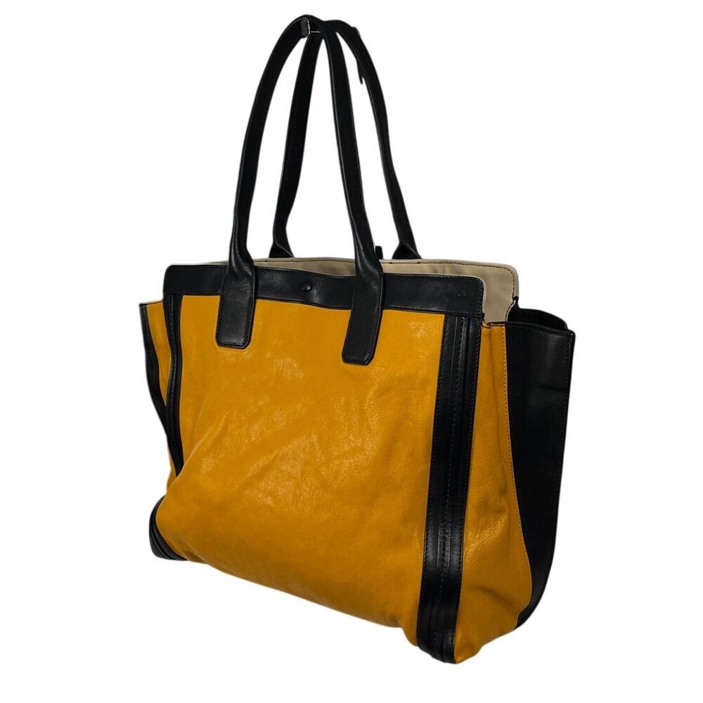 Chloé Alison Large Leather Tote Bag Mustard Yellow Black Colorblock 2013 - Picture 9 of 16